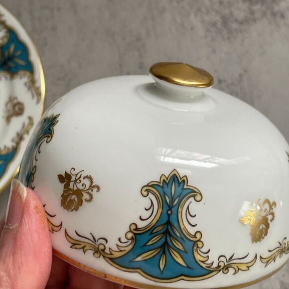 Vintage Crown Staffordshire Marlborough Covered Butter Cheese Serving Dish RARE - Picture 4 of 8